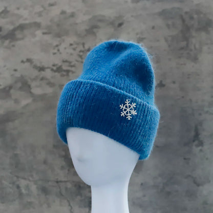Hot Selling Winter Hat Real Rabbit Fur Winter Hats For Women Snowflake Warm Beanie cold Hats Women Solid Adult Cover Head Cap