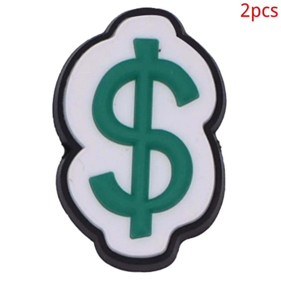 2pcs Lot Coin Money Shaped Character Shoe Buckles Charms Combination Designer for Women Accessories for Girls Adults Unisex Gift