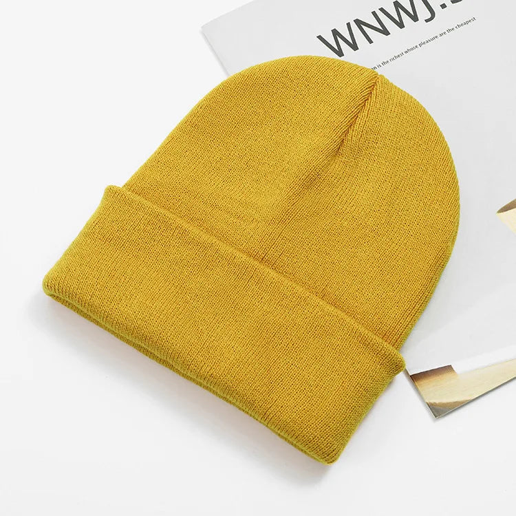 Acrylic Beanie Cap for Adult Winter Women Men Plain Skullies Beanie Hats Custom Logo Knitted Hats SKullies Skullcap