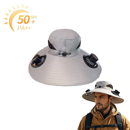Solar Powered Fishing Hat With USB Charging Fan Adjustable Breathable Cap for Hiking Camping Outdoor Sports Father Day Gift