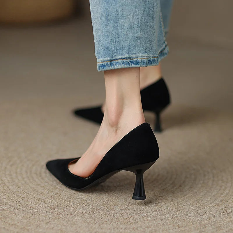 FEDONAS Basic Women Pumps Spring Summer Dress Office Ladies Pointed Toe Thin Heels Genuine Leather Shoes Woman Fashion Elegant
