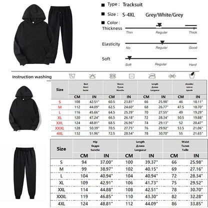 Men Tracksuit 2 Pieces Sets Hooded Sweatshirt +Drawstring Pants Male Hoodies Running Sportswear Men Women Autumn Sportwear
