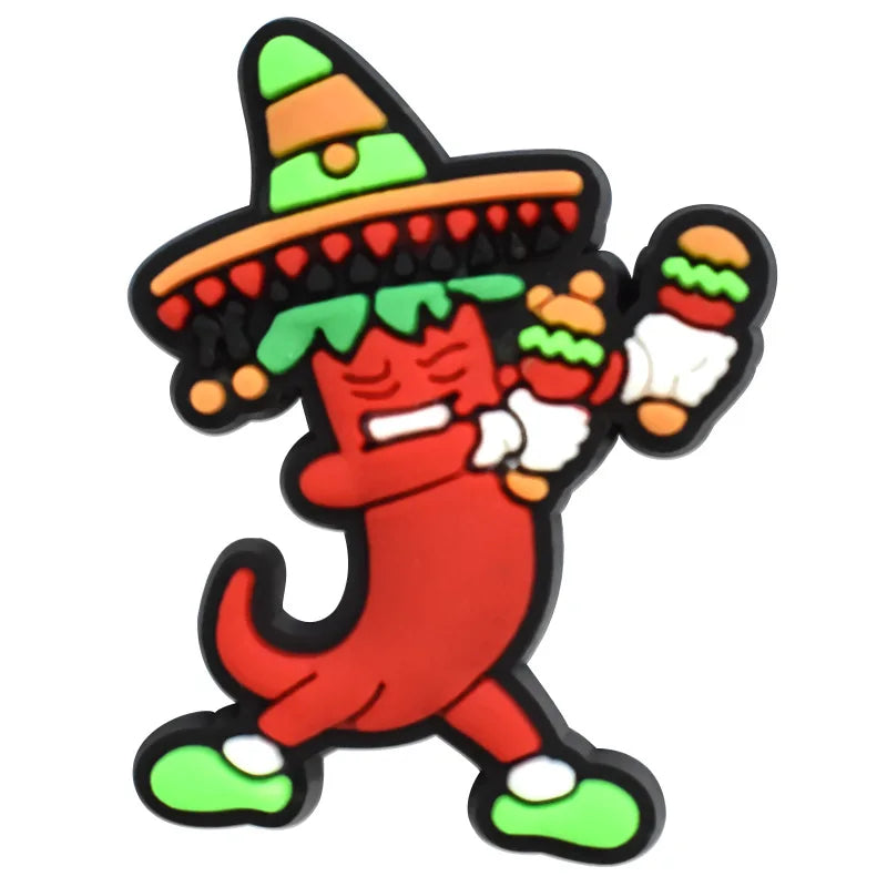 mexico series PVC shoe Charms Slippers Buckle combination Fit Wristbands accessories Decoration Bands gift unisex party