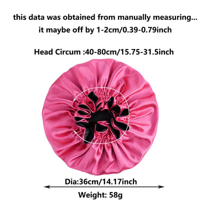 1Pc Double-Layered Minimalist Hair Bonnet Satin Bonnet Sleep Caps Can Be Worn on Both Sides Versatile Cap for Men/Women