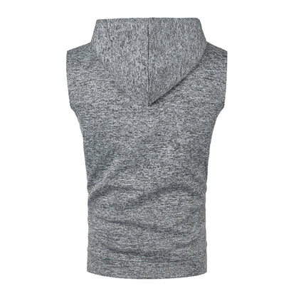Mens Sleeveless Hoodies Fashion Casual Hooded Sweatshirt Men Bodybuilding Tank Top Sporting Shirt Waistcoat Vest Gym