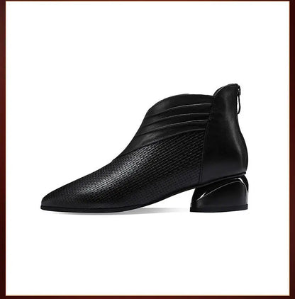 2024 Fashion Luxury Leather Ankle Boots Womens Pointed Toe Sneakers Autumn Shoes Ladies Office Low Heels