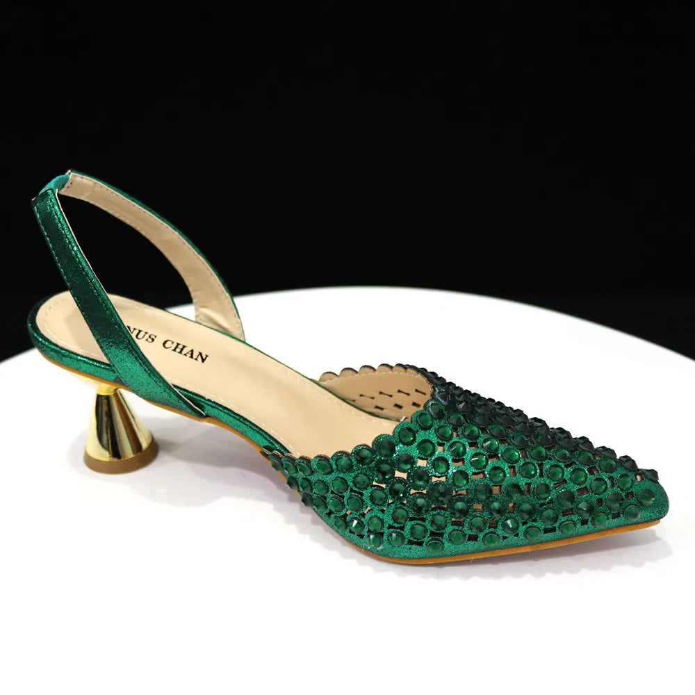 Fashion Summer 2023 Beads Decorated Muffin Bottom Sandals Wear Comfortable And Versatile Elegant Ladies Shoes And Bag Set