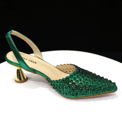 Fashion Summer 2023 Beads Decorated Muffin Bottom Sandals Wear Comfortable And Versatile Elegant Ladies Shoes And Bag Set