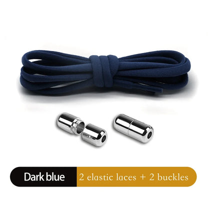 Leisure Sneakers Laces No Tie Shoelaces Elastic Quick Flat Shoelace Kids and Adult Lazy Laces Metal Lock Semicircle Shoelaces