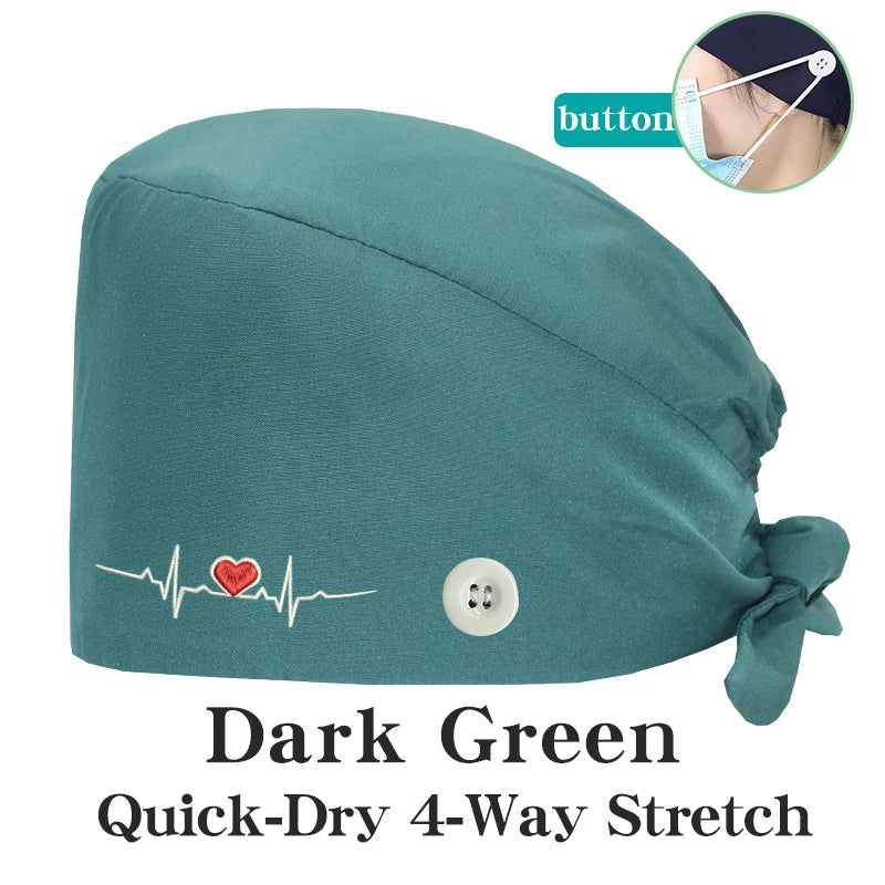 ECG Embroider Working Hats for Man Woman Pet TOOTH Clinic Scrub Caps Quick Dry Breathable Dentist Cap MSG-03