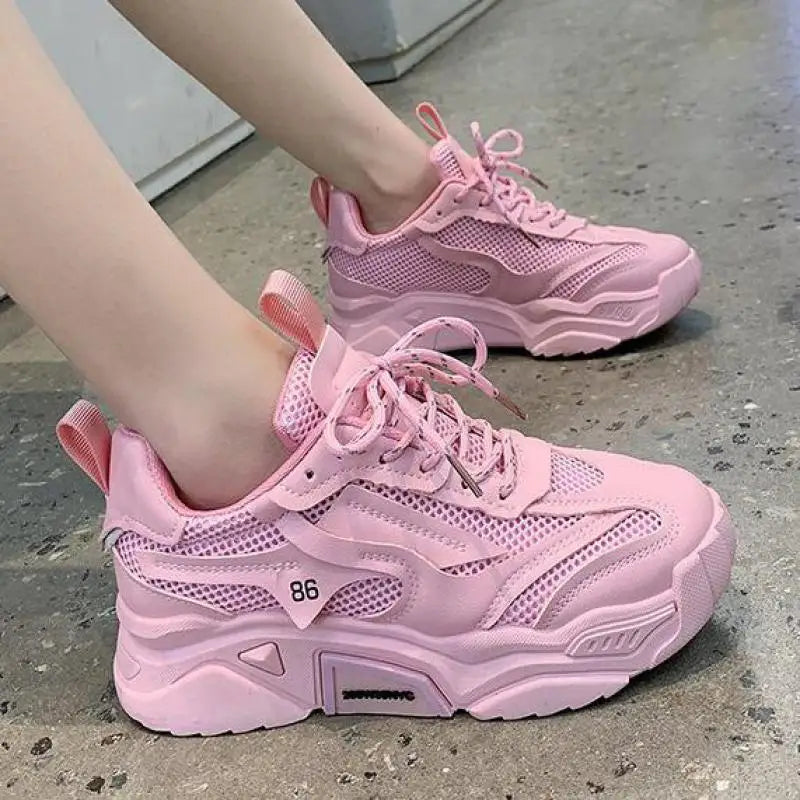 Women Purple Platform Sports Shoes Women Thick Sole Breathable Black Casual Shoes Fashion Slip On 2025 Outdoor Walking Sneakers