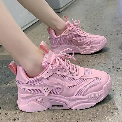 Women Purple Platform Sports Shoes Women Thick Sole Breathable Black Casual Shoes Fashion Slip On 2025 Outdoor Walking Sneakers