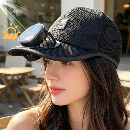 Solar Powered Cap with Fan Summer Breathable Mesh Sun Protection Outdoor Baseball Hat for Men USB Rechargeable Cooling Headwear