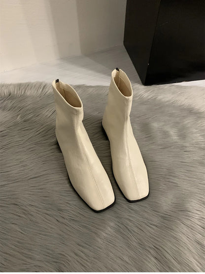 2026 Spring Autumn Women Modern Ankle Boots Fashion Square Toe Short Booties Ladies Casual Low Heel Shoes