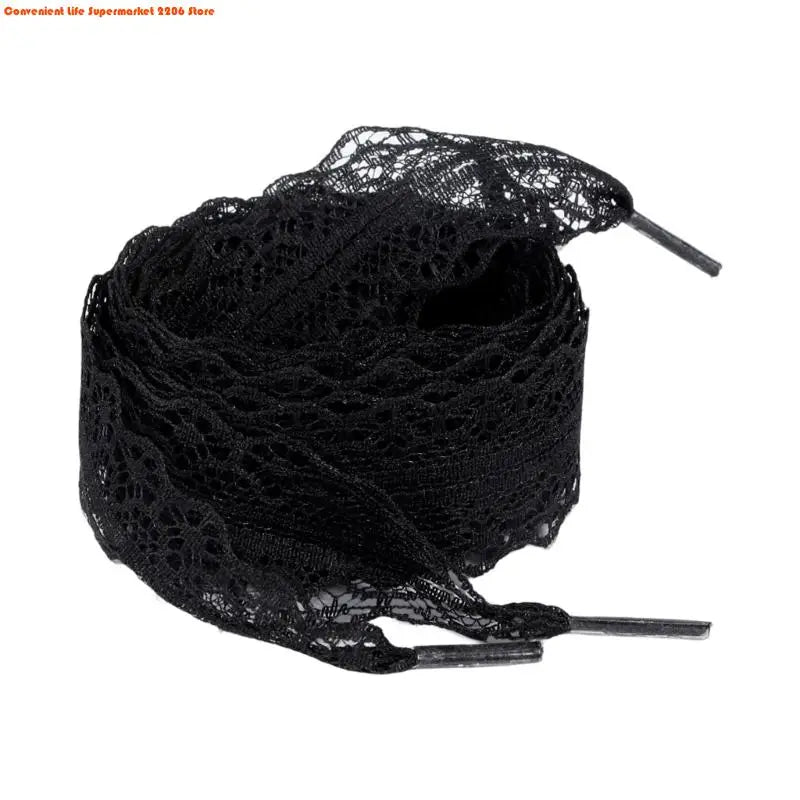 E06E 1 Pair Lace Shoelaces for Women and Girls 3CM Wide Flat Design Shoestrings Laces for Sneakers and Casual Wear Shoes