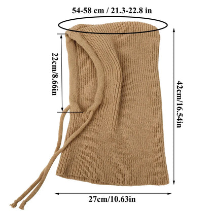 Knitted Soft Women Balaclava Hat Fashion Fake Collar Hooded Hat Neck Collar Warmer Beanies Cap Ear Protection Bonnet Hooded Caps