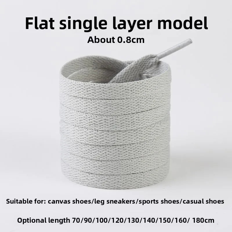 Light Gray Shoelaces Sports Shoes Wear-resistant Rope Men's Round Style Women's Flat Shoelaces Rope Casual Flat Round Sneakers
