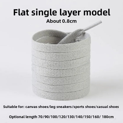 Light Gray Shoelaces Sports Shoes Wear-resistant Rope Men's Round Style Women's Flat Shoelaces Rope Casual Flat Round Sneakers