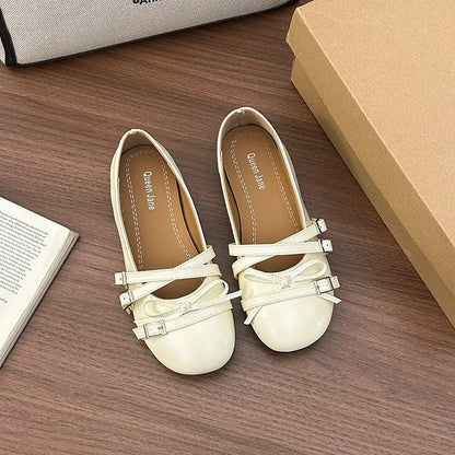 Silver Women Ballet Flats Comfortable Round Toe Shallow Shoes 2026 New Spring Autumn Vintage Ladies Dress Mary Jane Shoes