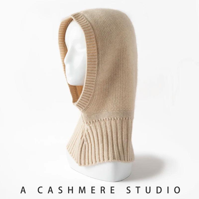 New Autumn and Winter Women's Hat 100% Cashmere Knitted Scarf Hats Outdoor Warm Fashion Girl Cap Lady High Quality Neck Sarf