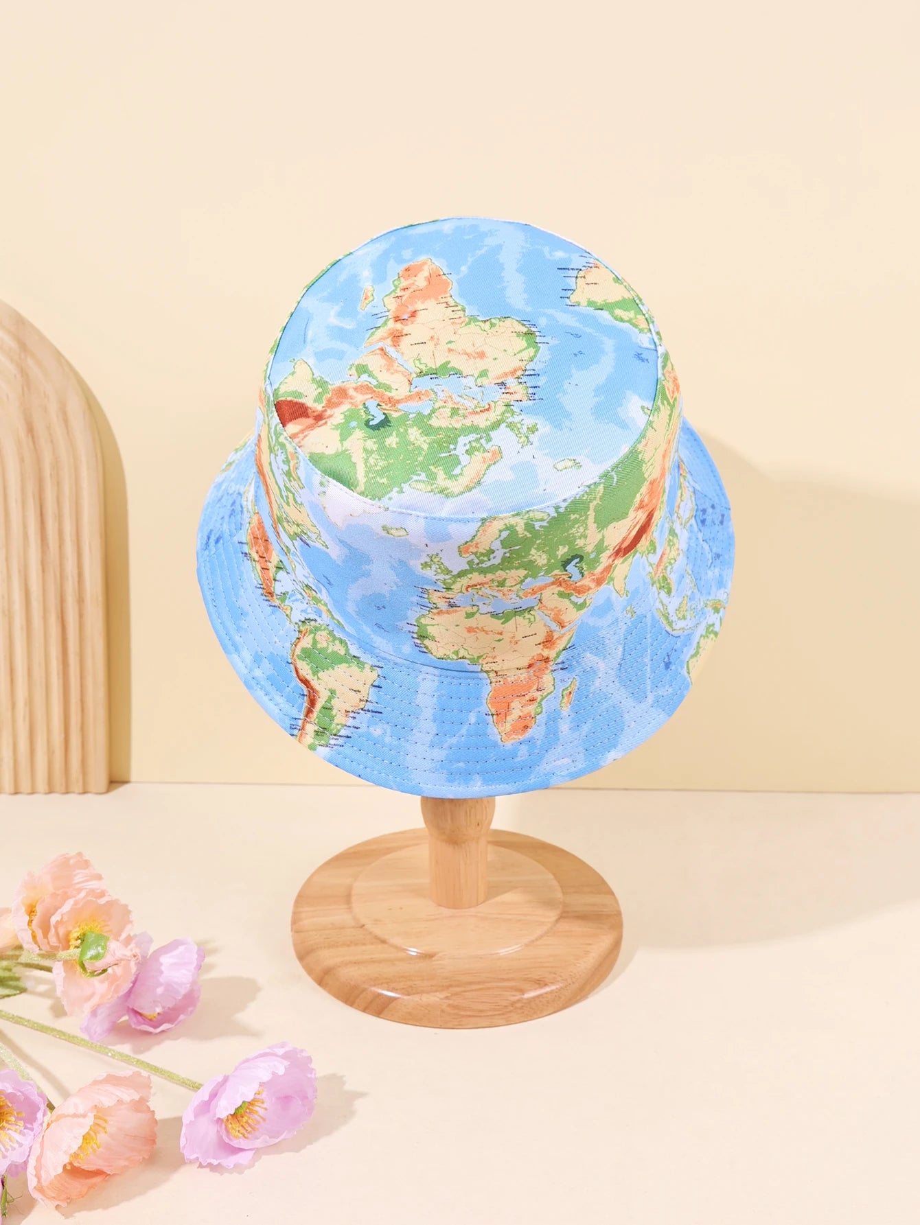 1PC global map fisherman hat, breathable soft fabric, trendy and cool travel style suitable for travel ️