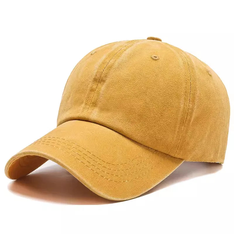 Baseball cap, women's artistic retro outdoor Japanese soft top, summer distressed men's washed cotton duckbill cap