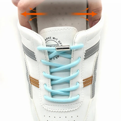 Leisure Sneakers Laces No Tie Shoelaces Elastic Quick Flat Shoelace Kids and Adult Lazy Laces Metal Lock Semicircle Shoelaces