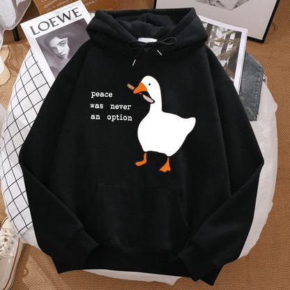 Peace Was Never An Option Printed Hoosie Men Street Oversize Autumn Hooded Hipster Soft Hoodies Hip Hop Warm Sportswears
