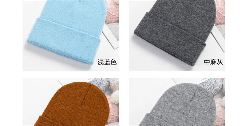 Acrylic Beanie Cap for Adult Winter Women Men Plain Skullies Beanie Hats Custom Logo Knitted Hats SKullies Skullcap