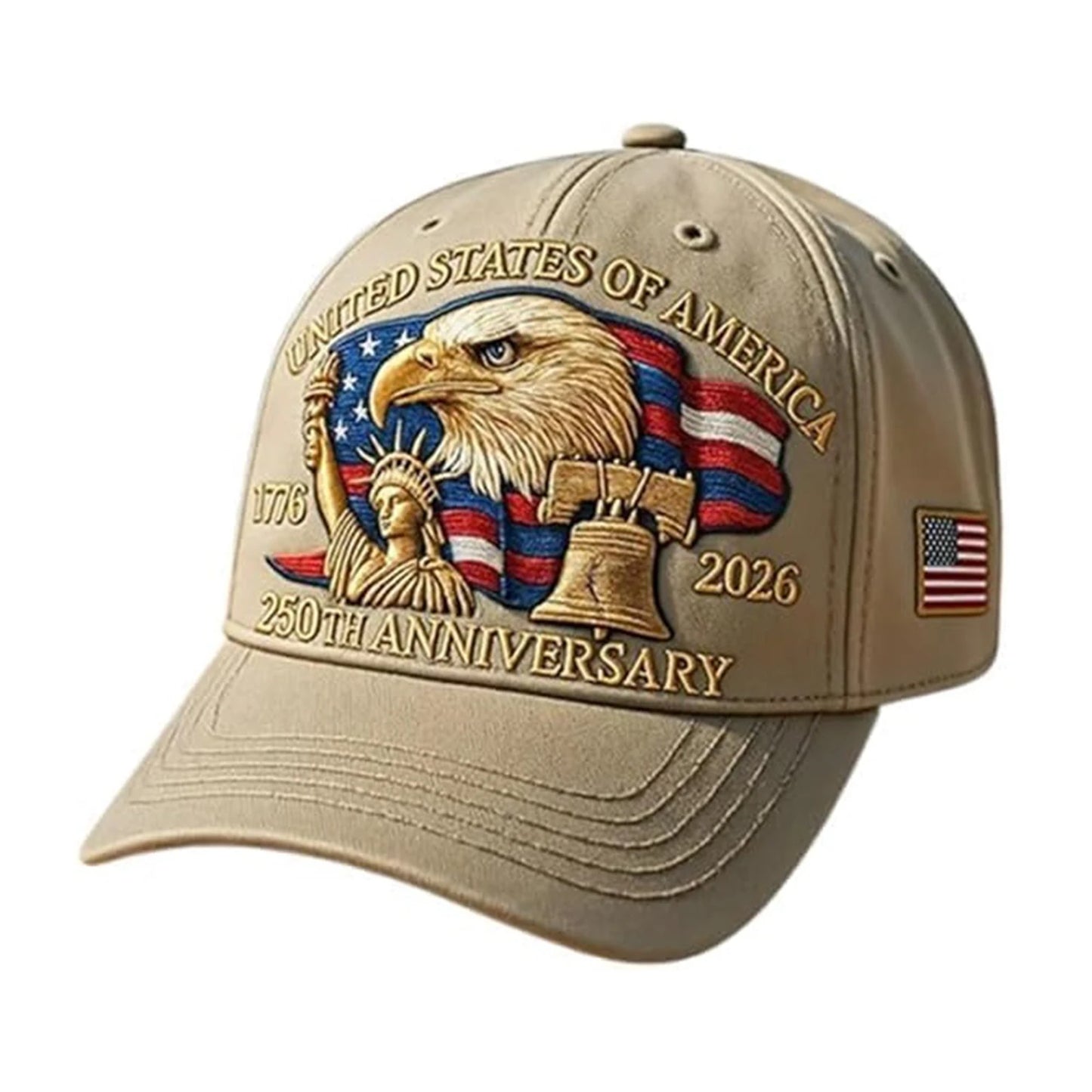 United States 250th Anniversary Cap Adjustable Washed Cotton Baseball Cap Vintage Tribute Eagle Printed Patriotic Trucker Hat