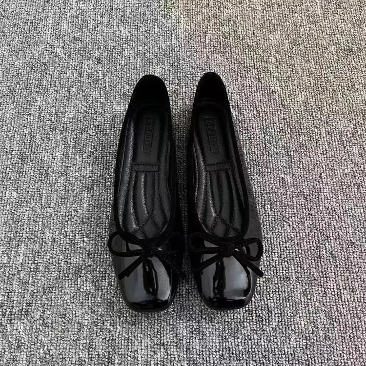 Women's Square Toe Bowknot Loafers, Shallow Slip-On Flat Shoes, Soft Sole Comfortable, Summer Casual Office Commuter, Plus Size