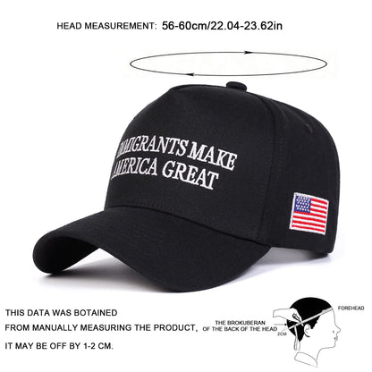 Unisex IMMIGRANTS MAKE Letter Embroidery Baseball Caps Spring and Autumn Outdoor Adjustable Casual Hats Sunscreen Hat Sports Cap