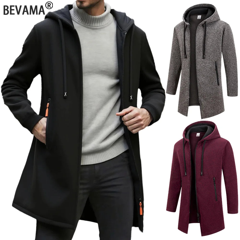 Men's Zipper Long Sleeve Coat Autumn Winter Fleece Warm Hoodies Jacket Loose Casual Outdoor Tracksuit Solid Color Sweatshirts