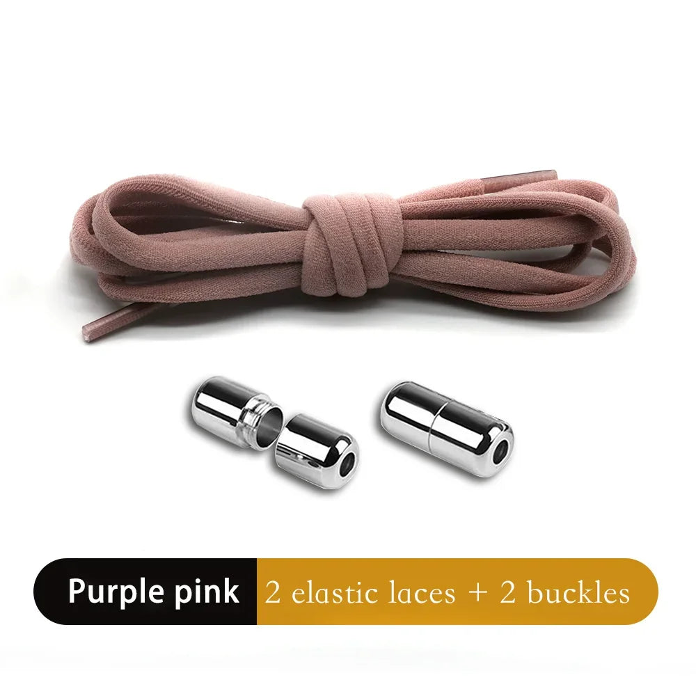 Leisure Sneakers Laces No Tie Shoelaces Elastic Quick Flat Shoelace Kids and Adult Lazy Laces Metal Lock Semicircle Shoelaces