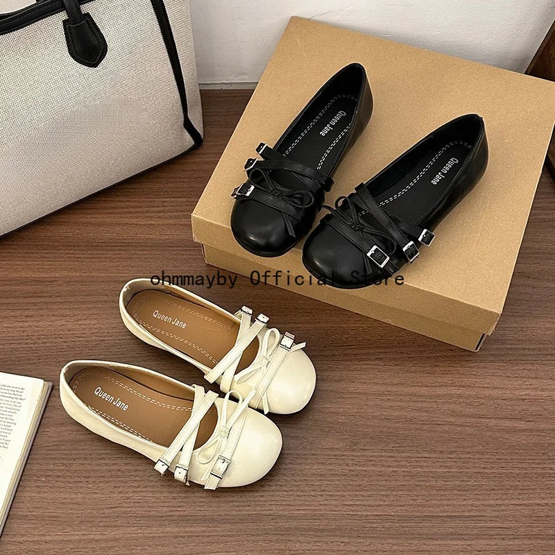 Silver Women Ballet Flats Comfortable Round Toe Shallow Shoes 2026 New Spring Autumn Vintage Ladies Dress Mary Jane Shoes