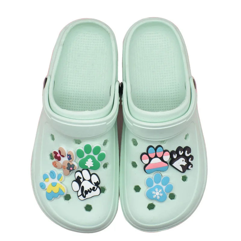 lovely dog paw PVC shoe Charms Slippers Buckle combination Fit Wristbands accessories Decoration Bands gift unisex party