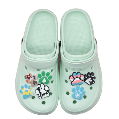 lovely dog paw PVC shoe Charms Slippers Buckle combination Fit Wristbands accessories Decoration Bands gift unisex party