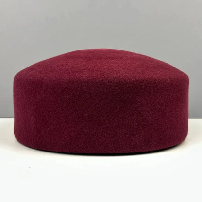 Women Wool Felt Berets Hat Vintage Hard Top Concave Top Fedoras Hats Wedding Fascinator Hats Wedding Cocktail Party Pillbox Cap
