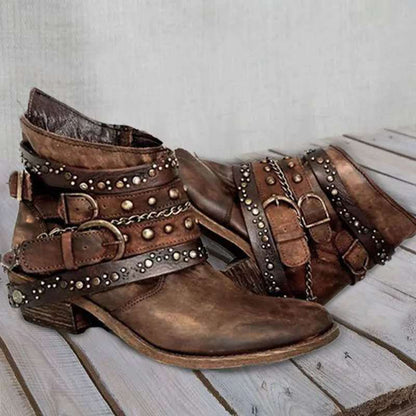 Autumn and Winter Fashion Women's Boots New Platform Casual Leather Plus Size 43 Women's Boots Belt Buckle Boots Botas Femininas