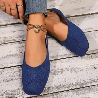 Women's Loafers 2025 New Elegant Ladies Causal Flat Shoes Square-toe Spring Autumn Shallow Women's Fashion Ballet Shoes Simple