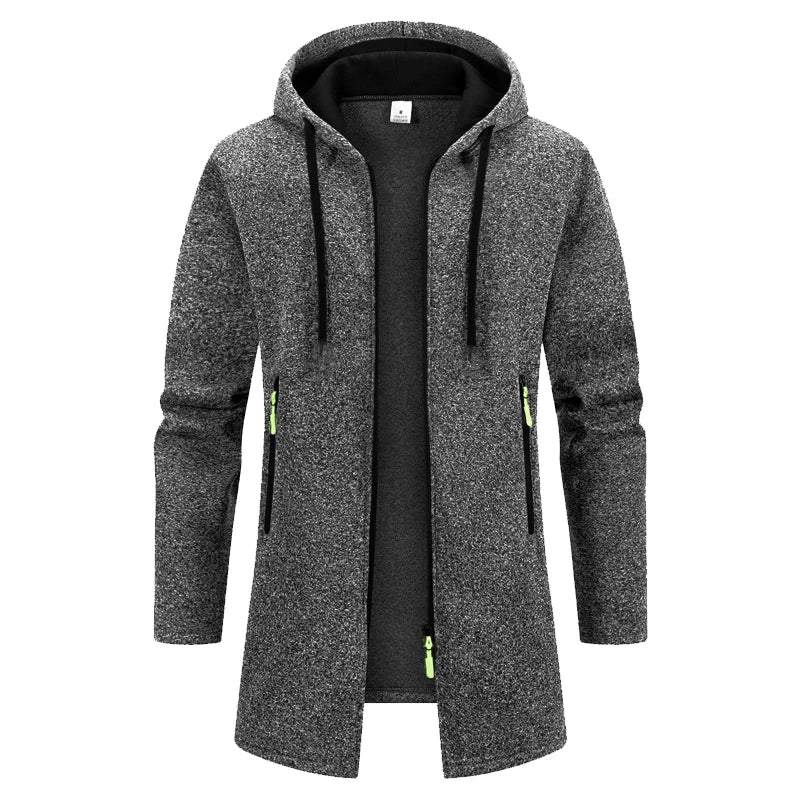 Autumn Men's Long Sweater Sweatshirts Casual Hooded Cardigans Men Outwear Liner Thicker Warm Hoodies Oversize Winter Top Jacket