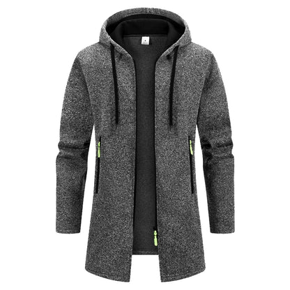 Autumn Men's Long Sweater Sweatshirts Casual Hooded Cardigans Men Outwear Liner Thicker Warm Hoodies Oversize Winter Top Jacket