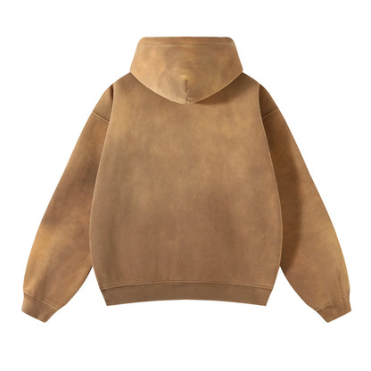 Men's Zip Up Hoodies Tie Dye Washed Double Oversize Cardigan Sweatshirt Loose Plus Plush Gradient Man Hooded Pullovers Winter