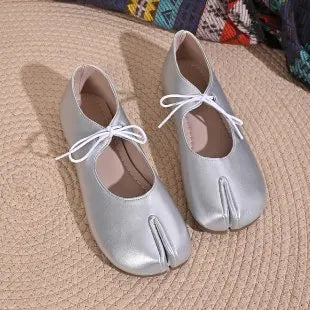 Fashion Soft Leather Split Toe Women Tabi Ballet Flats Spring Autumn Comfortable Walking Lazy Loafers Casual Girls Dance Shoes