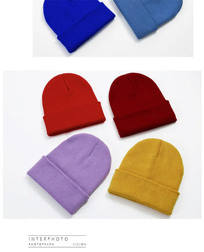 Acrylic Beanie Cap for Adult Winter Women Men Plain Skullies Beanie Hats Custom Logo Knitted Hats SKullies Skullcap