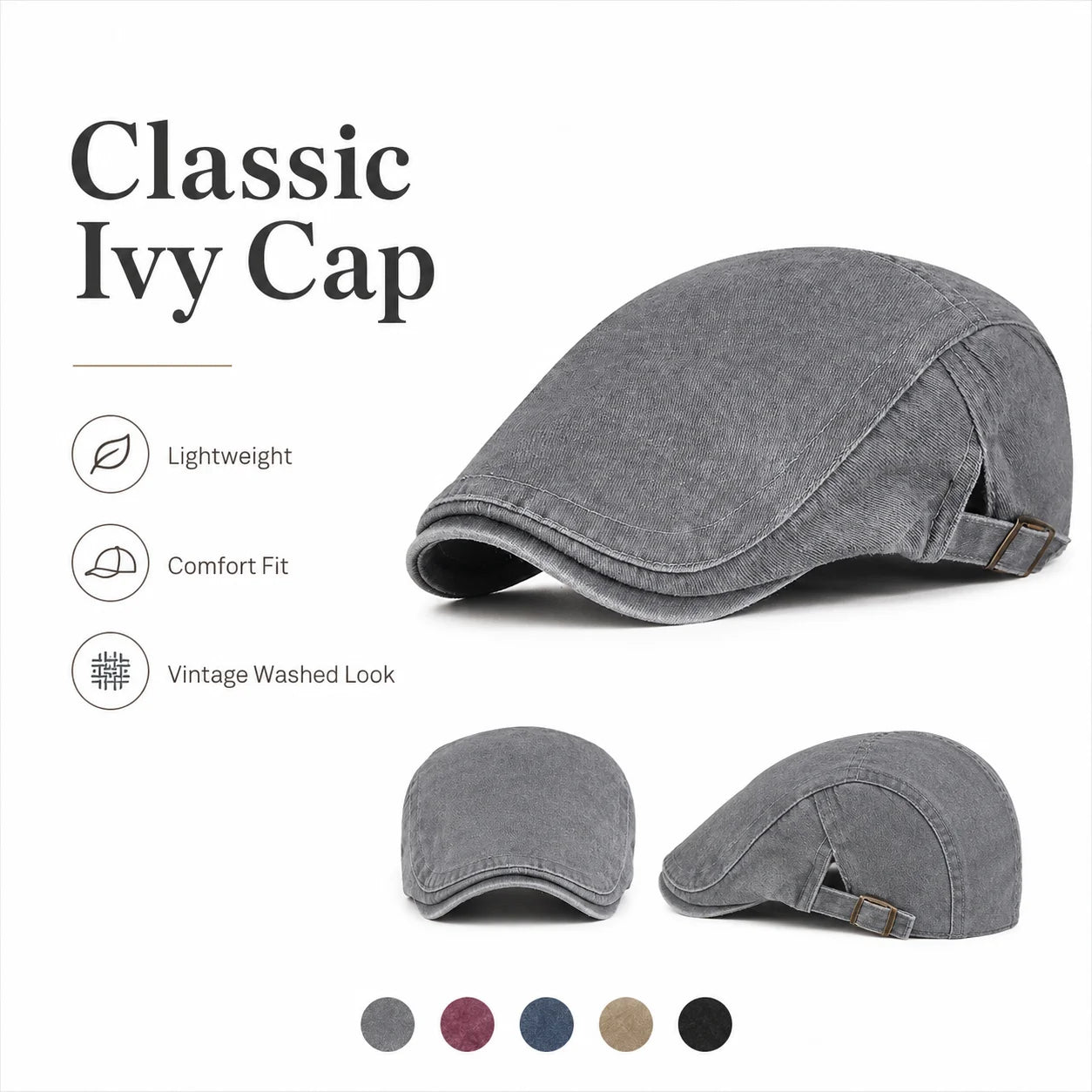 Vintage Washed Cotton Flat Cap Men Newsboy Hat Duckbill Ivy Cap Women Casual Driving Cabbie Painter Beret Spring Autumn