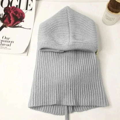 Short style Women Knitted Balaclava Fashion Fake Collar Shawl Hooded Hat Thick Warm Beanines Winter Hat official website