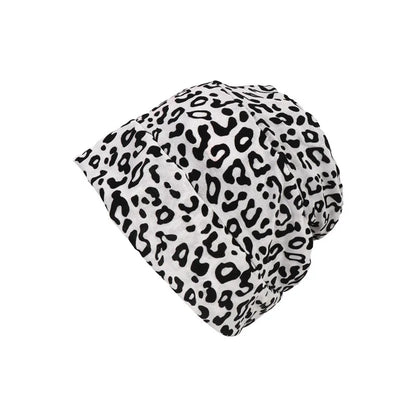 American Leopard Print Pullover Short Brim Stacking Hat Women's Spring and Summer Personality Big Head Thin Skull Beanie Cap