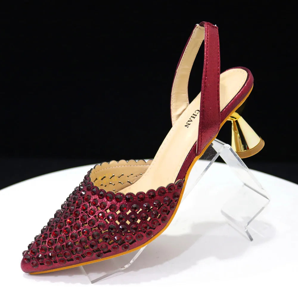 Fashion Summer 2023 Beads Decorated Muffin Bottom Sandals Wear Comfortable And Versatile Elegant Ladies Shoes And Bag Set