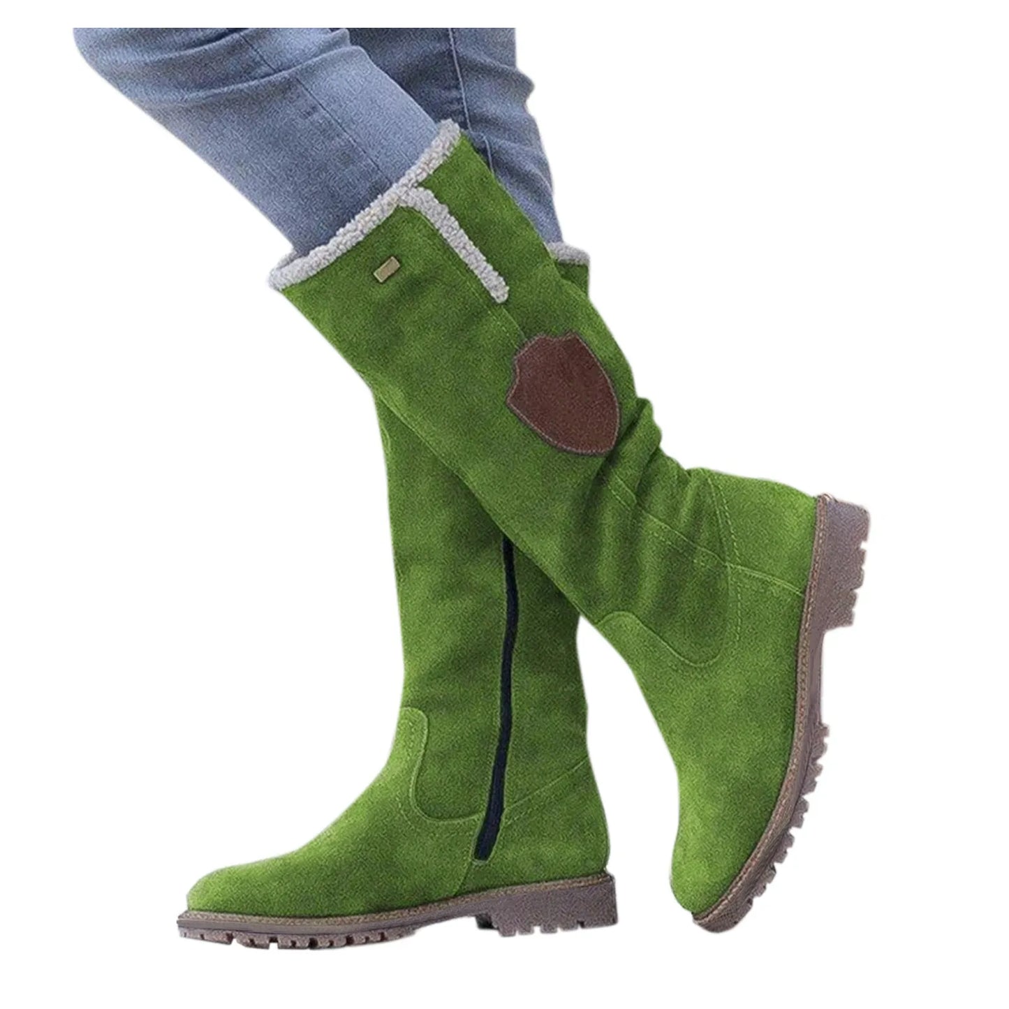 Fashion Half Boots Women Solid Color Large Size Slope Autumn Winter Suede Side Zipper Shoes Round Head Comfort Casual Boots